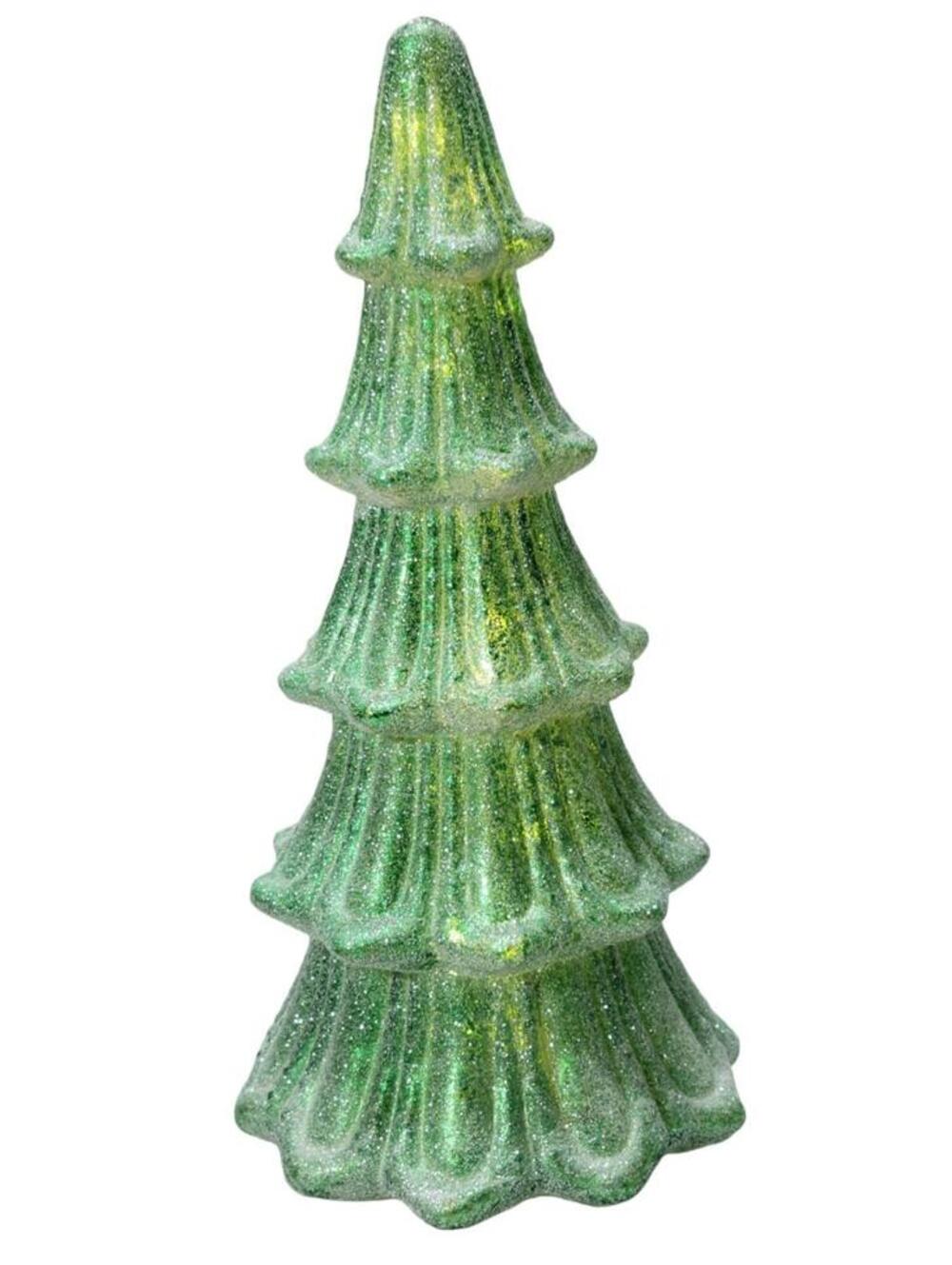Mr. Christmas 15" Light Up Green Frosted Glass Christmas Tree Decor Centerpiece - Picture 4 of 11